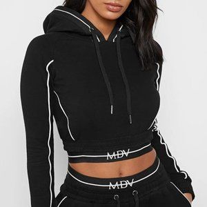 MDV BANDED TRACKSUIT HOODIE - BLACK